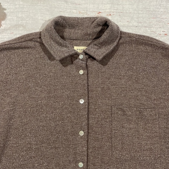 Donni Brushed Sweater Button Down Cho Brown Shirt Jacket Shacket - Picture 4 of 13